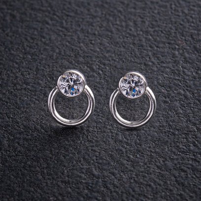 Срібні сережки - пусети "Ейпріл" з фіанітами 123278 №6