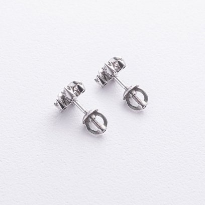 Серебряные серьги - пусеты "Zoe" с фианитами 1515 №3