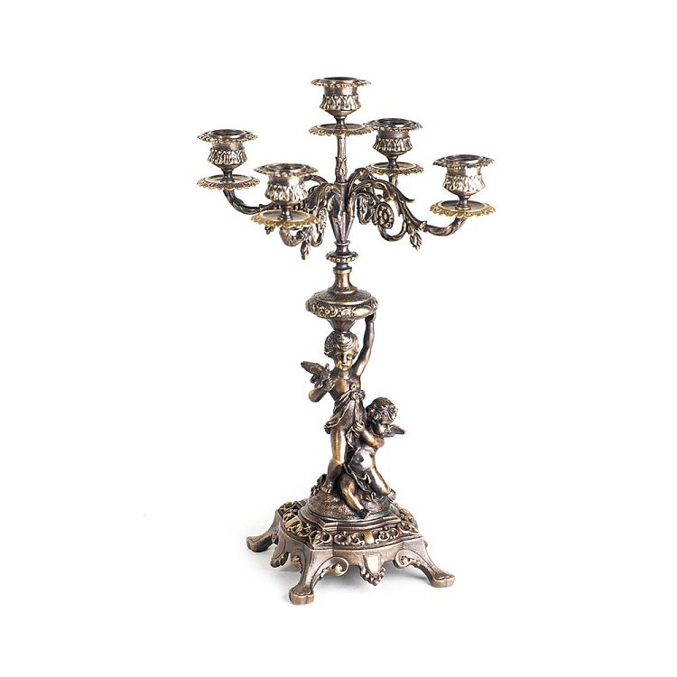 Бронзовая фигура ручной работы "Ангелы с подсвечником" сер00072 от ювелирного магазина Оникс