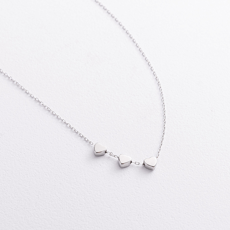 Серебряное колье "Сердечки" 908-00885 от ювелирного магазина Оникс - 1
