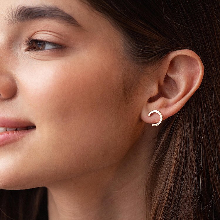 Серьги - пусеты "Мэрилин" в желтом золоте с08178 от ювелирного магазина Оникс - 7