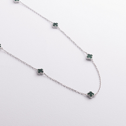 Срібне кольє "Конюшина" (малахіт) 181354 №3