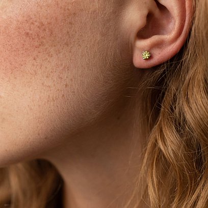 Серебряные серьги - пусеты (голубые и желтые камни) 502 №3