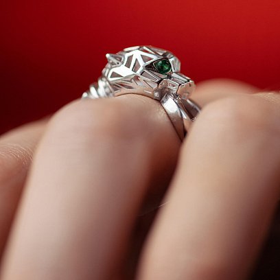 Каблучка "Пантера" в білому золоті (фіаніти) к07611 №8