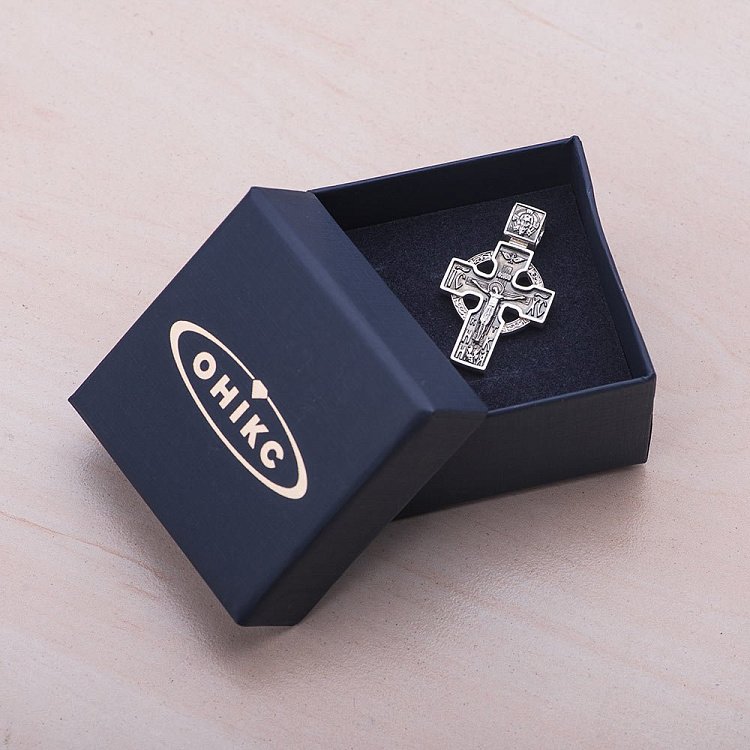Срібний православний хрест з чорнінням 132404 від ювелірного магазину Онікс - 2