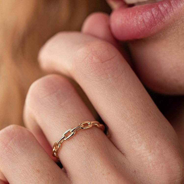 Кольцо "Цепочка" в  желтом золоте к07110 от ювелирного магазина Оникс - 9