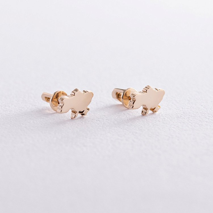 Сережки - пусети "Карта України" у жовтому золоті с07976 від ювелірного магазину Онікс - 2