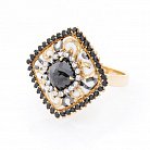 Золотое кольцо с фианитами и эмалью к04002 от ювелирного магазина Оникс - 1