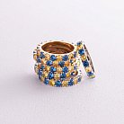 Каблучка з доріжкою блакитного та жовтого каміння (біле золото) к07108 от ювелирного магазина Оникс - 9