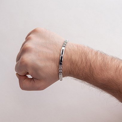 Мужской браслет в белом золоте (оникс) б05010 №2