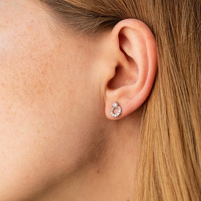 Золотые серьги - пусеты "Капельки" с бриллиантами сб0499nl №4