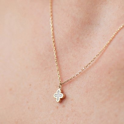 Золоте кольє "Конюшина" з перламутром кол02468 №4