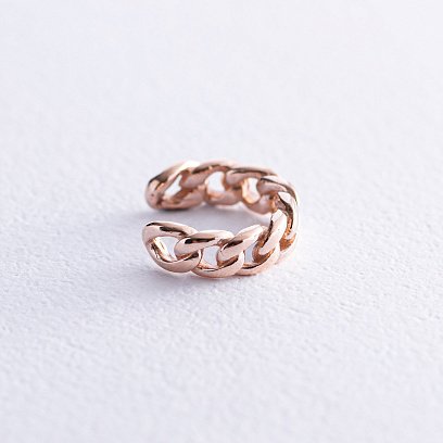 Серьга - каффа "Цепочка" в красном золоте с07912