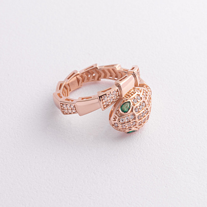 Каблучка "Змія" в червоному золоті (фіаніти) к08299