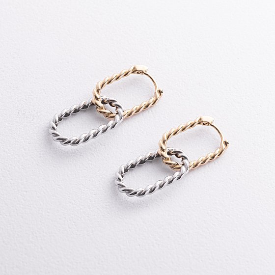 Серьги "Ester" в желтом и белом золоте с09632 №5