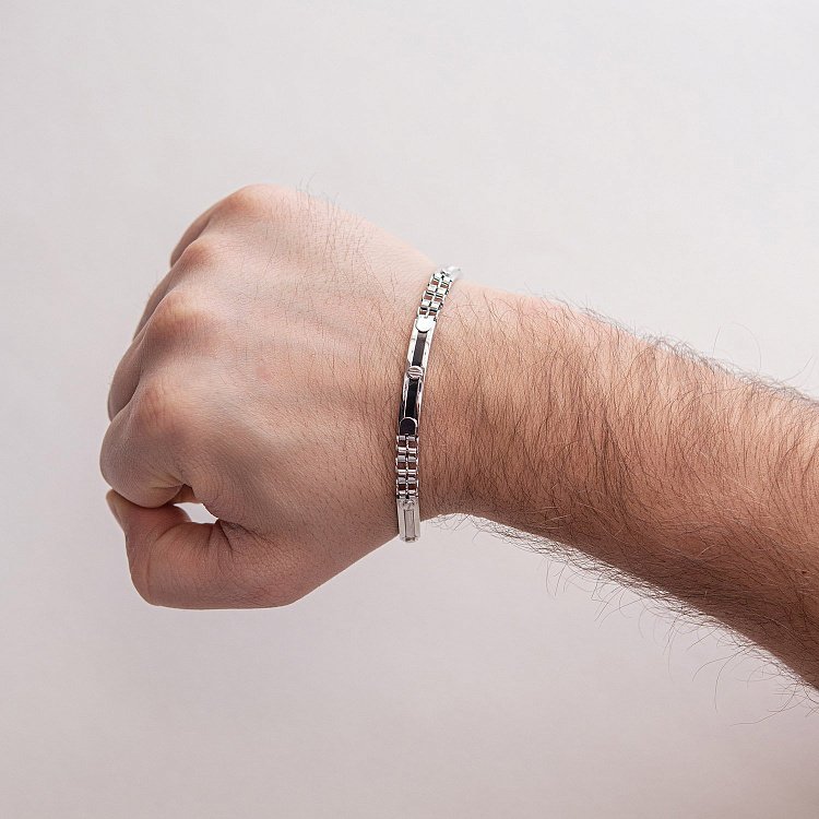 Мужской браслет в белом золоте (оникс) б05010 от ювелирного магазина Оникс - 1