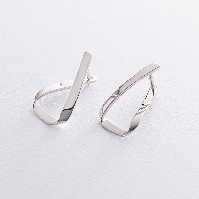 Серебряные серьги на английской застежке 122719 №2