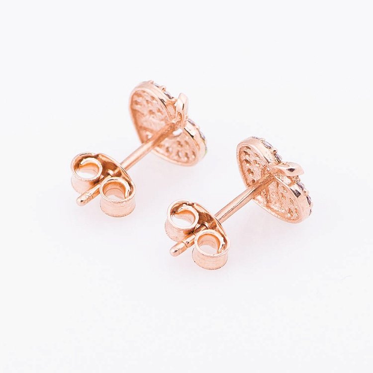 Золотые серьги-гвоздики "Сердца" с фианитами с04771 от ювелирного магазина Оникс - 2