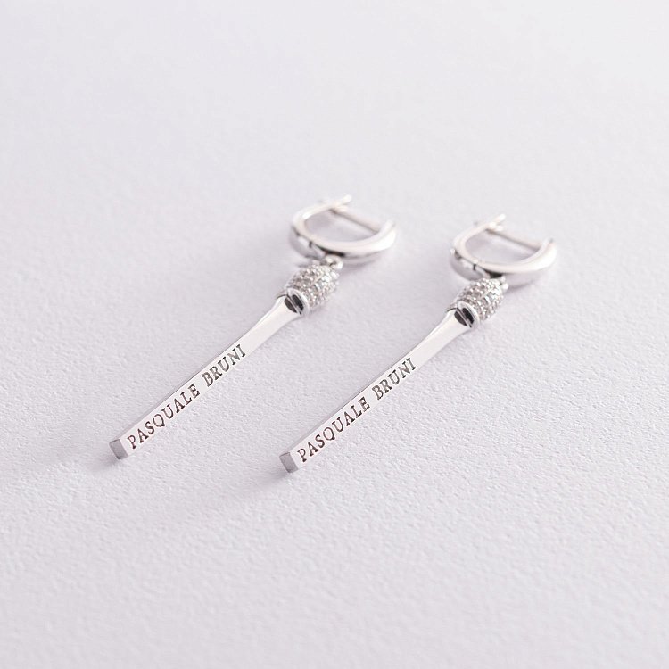 Золотые серьги "Спички" (фианит) с06280 от ювелирного магазина Оникс - 11