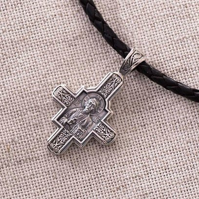 Серебряный православный крестик " Господь Вседержитель. Великомученик Пантелеимон Целитель" 131922 №8