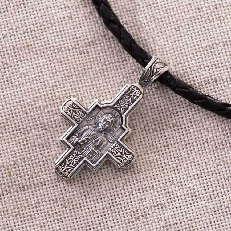 Серебряный православный крестик " Господь Вседержитель. Великомученик Пантелеимон Целитель" 131922 от ювелирного магазина Оникс - 7