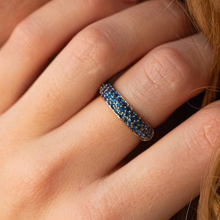 Золота каблучка з сапфірами кб0446gl від ювелірного магазину Онікс - 7