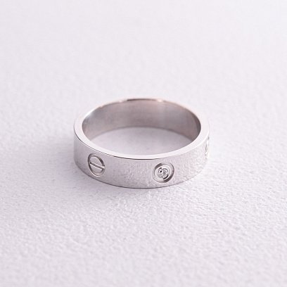 Кольцо "Love" в белом золоте (фианиты) к07138 №5