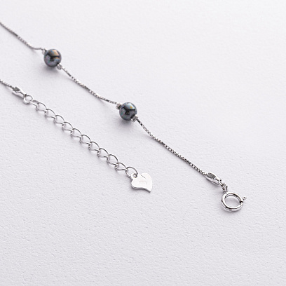 Срібний браслет з перлами 141909 №3