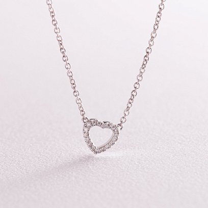 Золоте кольє "Серце" з діамантами колб0088ca