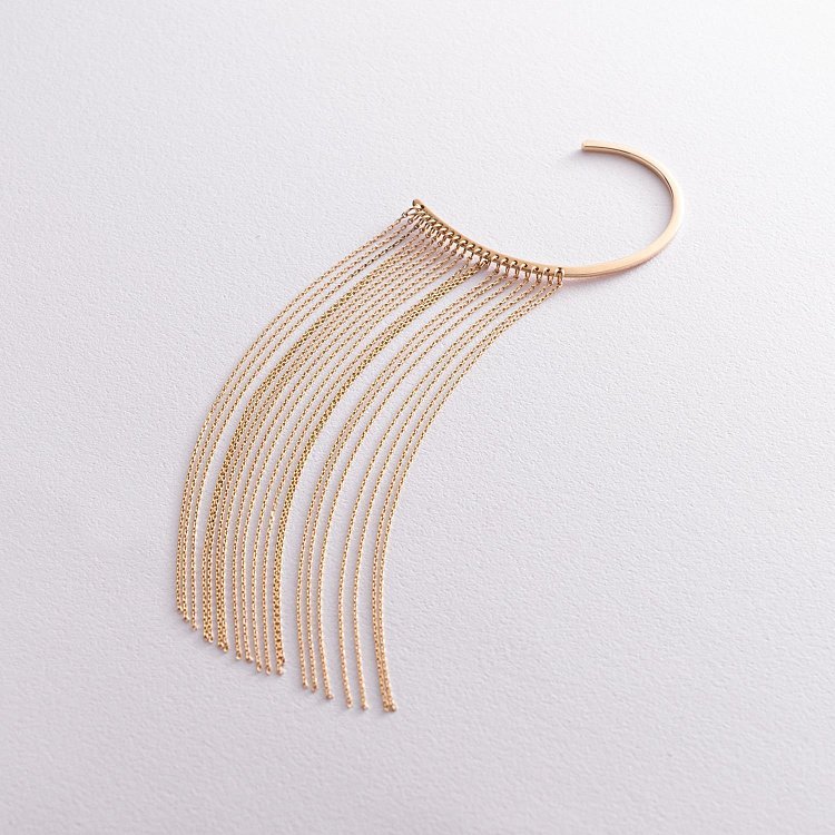 Серьга - каффа "Неповторимость" в желтом золоте с07560 от ювелирного магазина Оникс - 4