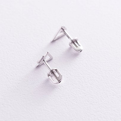 Сережки-пусети "Трикутники" (біле золото) с06979 №3