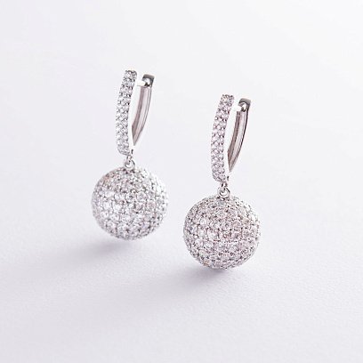 Золотые серьги "Элегантность" с фианитами с06808