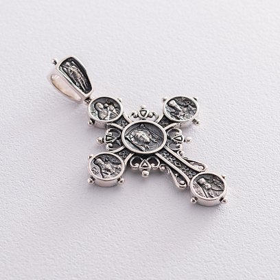 Серебряный крест "Спас Нерукотворный. Святы заступники" 131562 №2