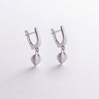 Сережки "Сердечки" у білому золоті с08388 №3