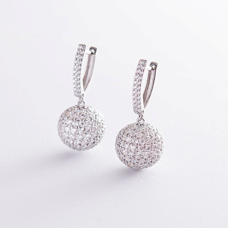 Золотые серьги "Элегантность" с фианитами с06808 от ювелирного магазина Оникс