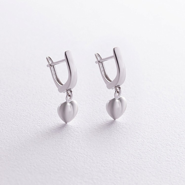 Сережки "Сердечки" у білому золоті с08388 від ювелірного магазину Онікс - 2