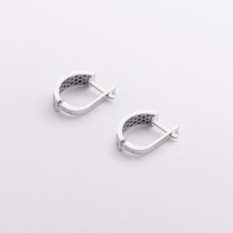 Серьги "Love" с фианитами (белое золото) с09316 от ювелирного магазина Оникс - 1