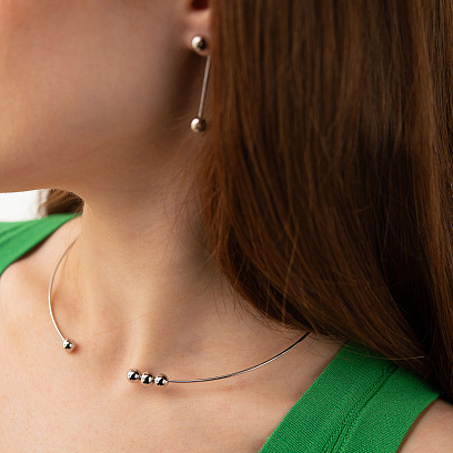 Колье - чокер "Emilia" (белое золото) с шариками кол02616 №2