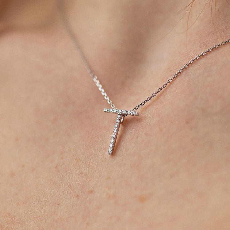 Золоте кольє з літерою " Т " з діамантами 134021121 від ювелірного магазину Онікс - 5