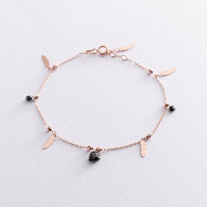 Золотой браслет "Перышки" с фианитами б04632