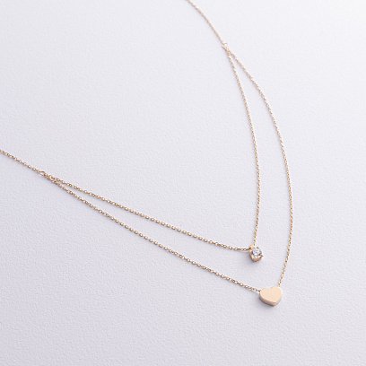 Кольє "Серце" з фіанітом (жовте золото) кол02565 №4