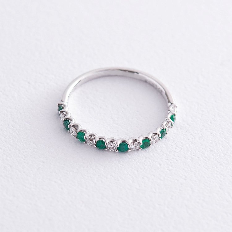 Золота каблучка з діамантами і смарагдами кб0294ai від ювелірного магазину Онікс