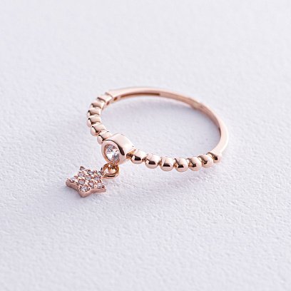 Золотое кольцо "Звездочка" с фианитами к07047 №3