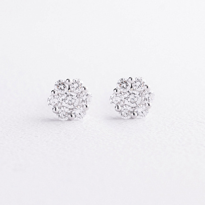 Серьги - пусеты в белом золоте (бриллианты) сб0725ca