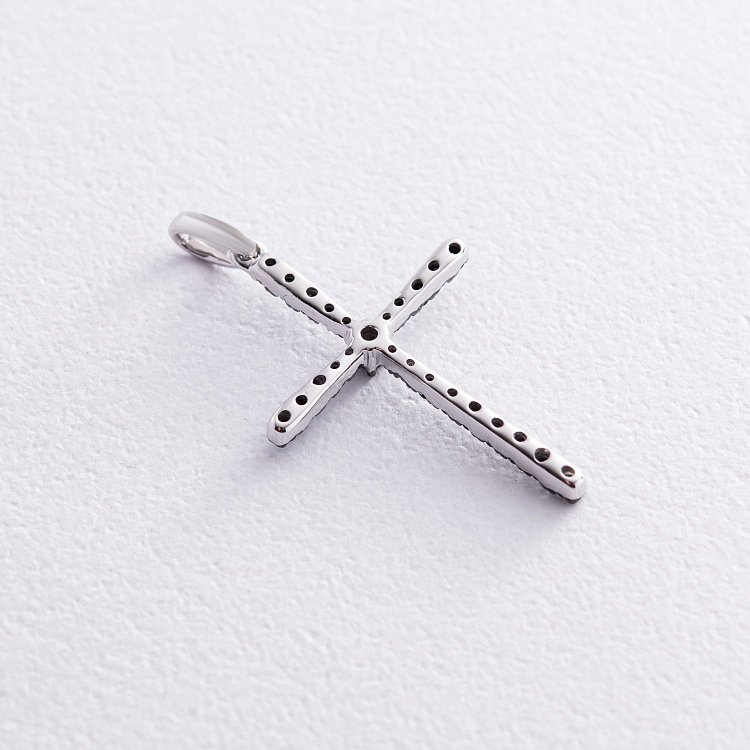 Золотий хрестик з чорними діамантами пб0058gm від ювелірного магазину Онікс - 2