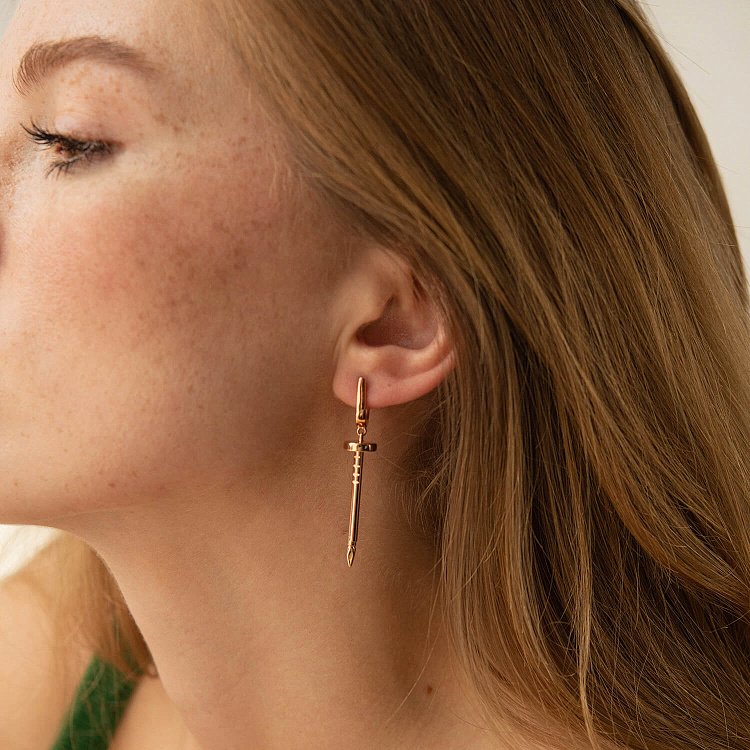 Сережки "Цвях" у червоному золоті с08156 від ювелірного магазину Онікс - 5