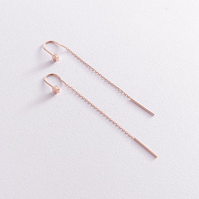 Золоті сережки - протяжки "Шестикутник" с07744