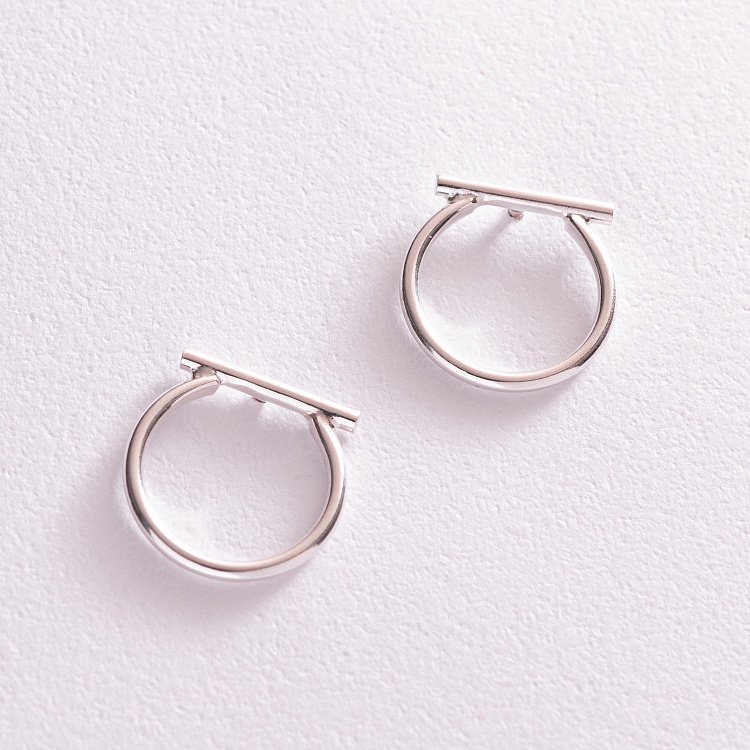 Серебряные серьги - пусеты "Амели" 123189 от ювелирного магазина Оникс - 1