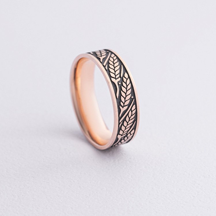 Золота обручка "Колосок" з чорнінням 240581300 від ювелірного магазину Онікс