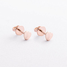 Сережки - пусети "Сердечки" у червоному золоті с09655 от ювелирного магазина Оникс - 1